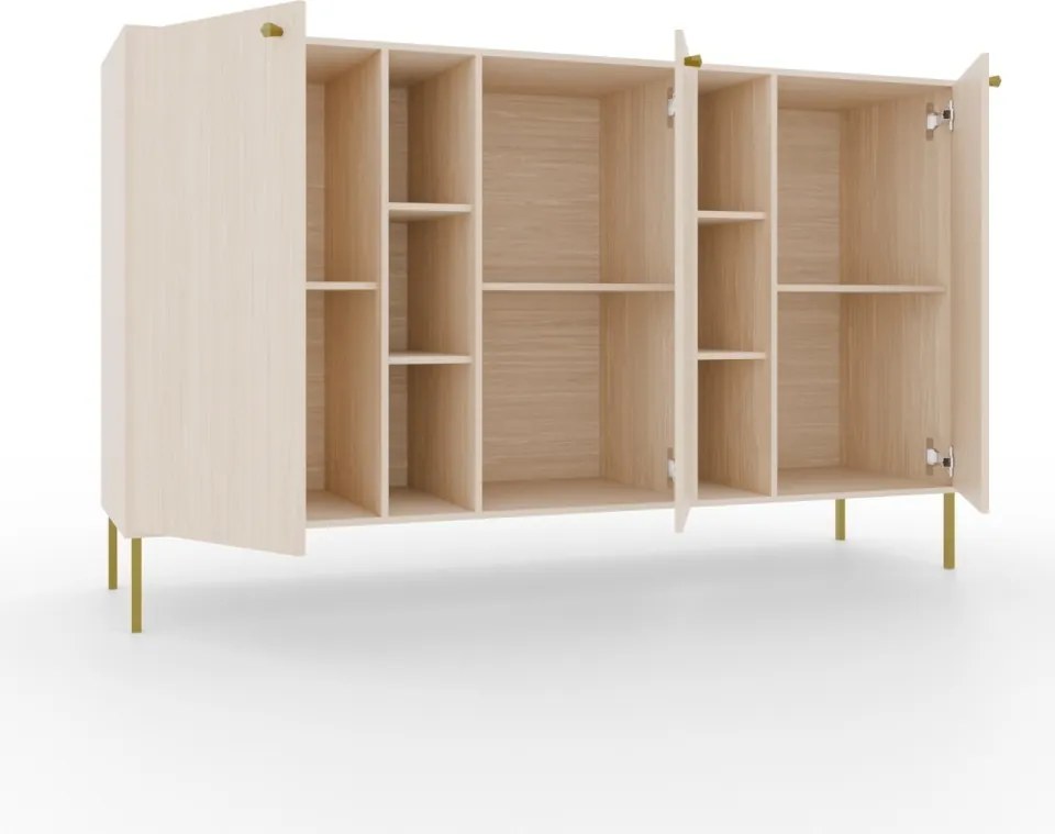 Comodă cu doua usi, 156x41x95cm, Tili System, ADRK Furniture (Culoare: Negru / Negru)