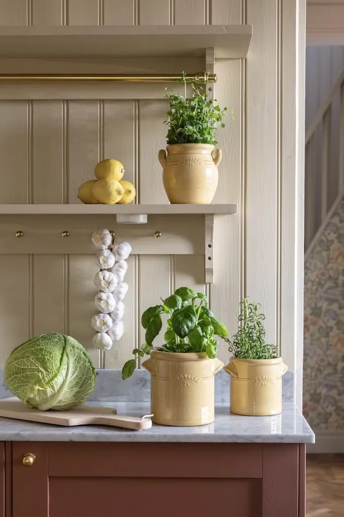 Ghiveci din ceramică glazurată manual 1L galben înalt, „Brobacka"