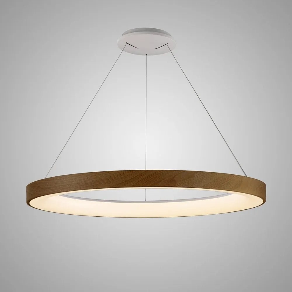 Lustra LED cu telecomanda design circular NISEKO II Wood 90cm