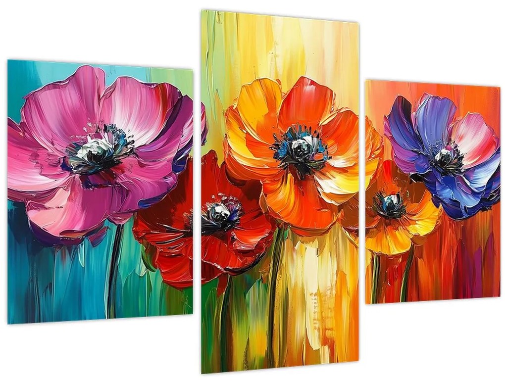 Tablou - Cinci flori colorate (90x60 cm)