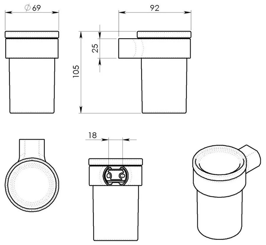 Suport pentru periuța de dinți alb/auriu de montat pe perete din sticlă Gedy Pirenei – Sapho