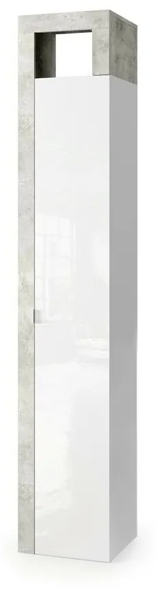 Dulap coloana mare LC Mobili Italia Hamburg 35x188 cm finisaj alb lucios/gri beton