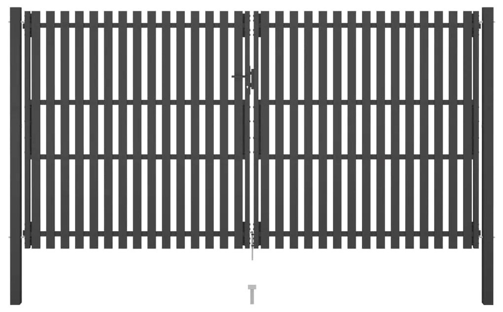 vidaXL Poartă de gard grădină, antracit, 4 x 2,5 m, oțel