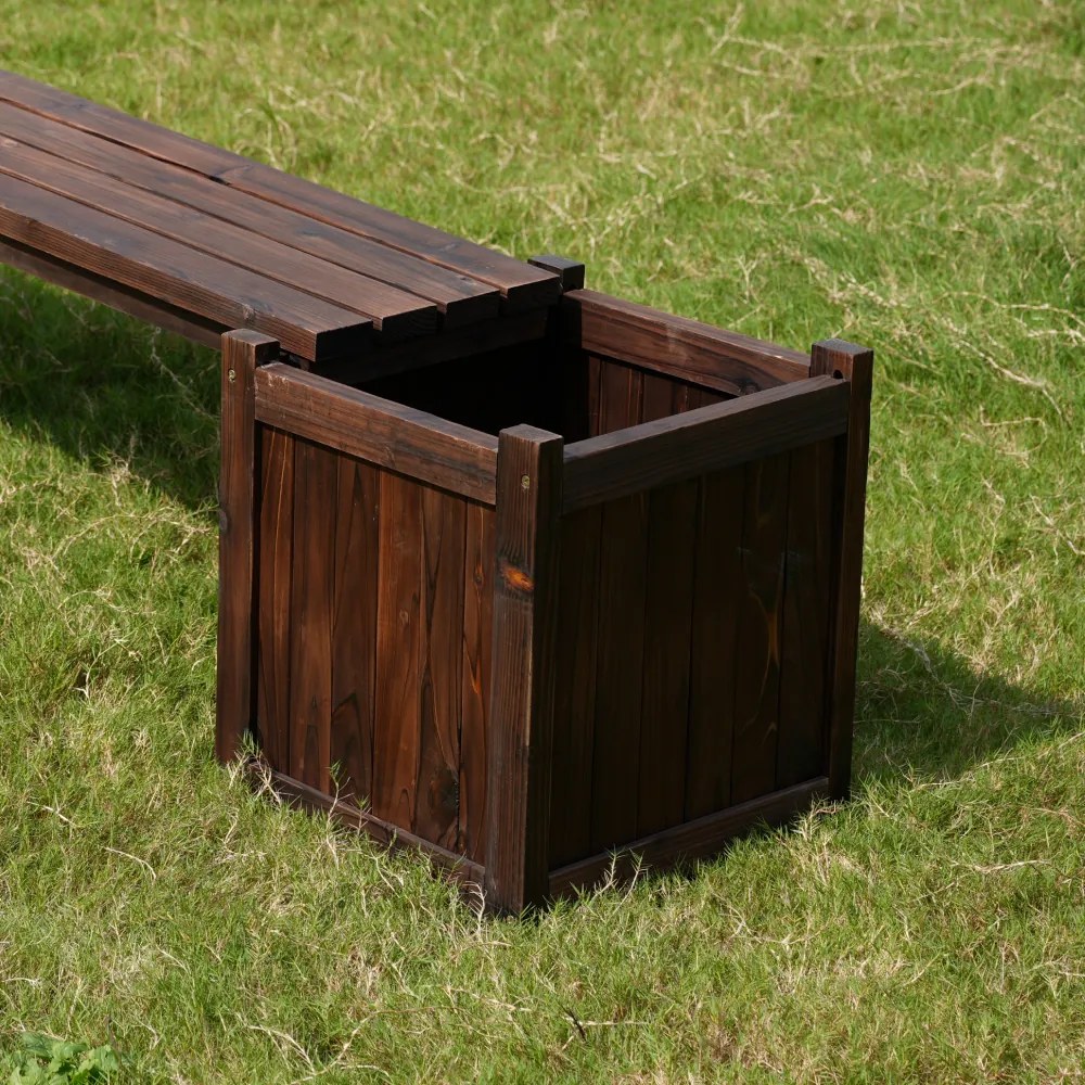 Bancă de grădină din lemn cu ghivece de flori, maro, SASIL
