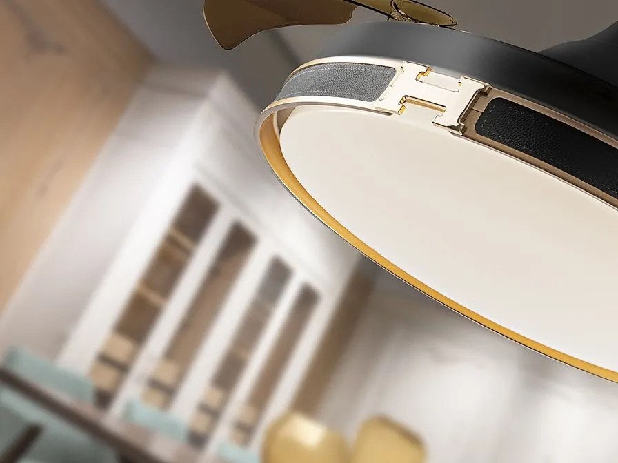 Lustra LED cu Ventilator si telecomanda, lame retractabile HERON negru/auriu