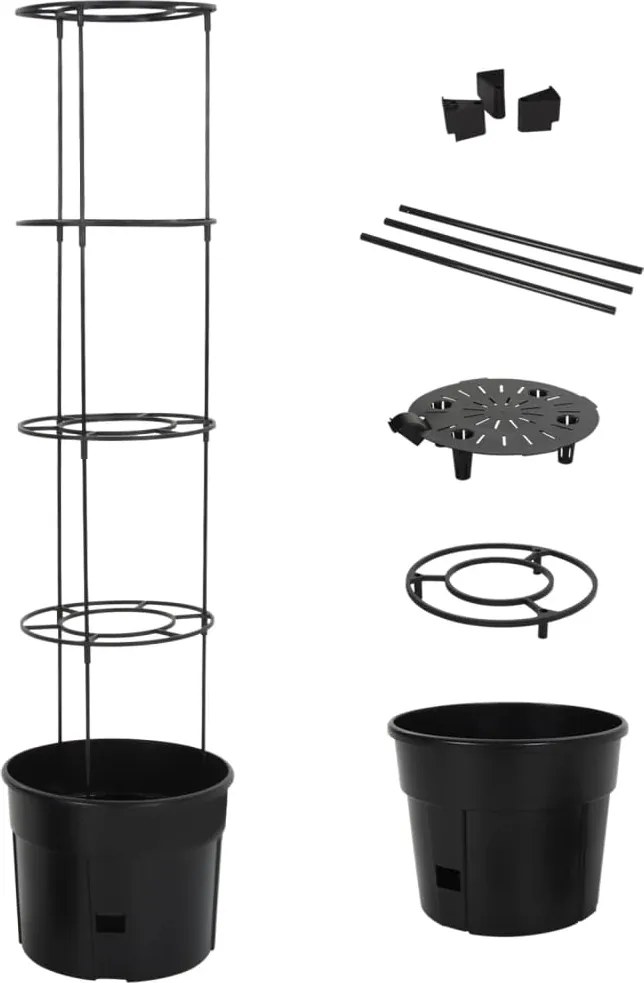 vidaXL Ghiveci cultivare roșii, antracit, Ø 39x150 cm, polipropilenă