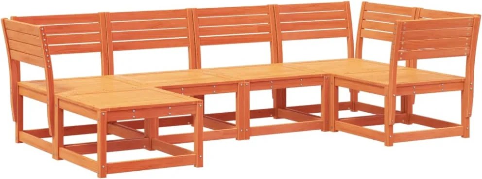 vidaXL Canapea de grădină cu 6 locuri, maro ceruit, lemn masiv de pin