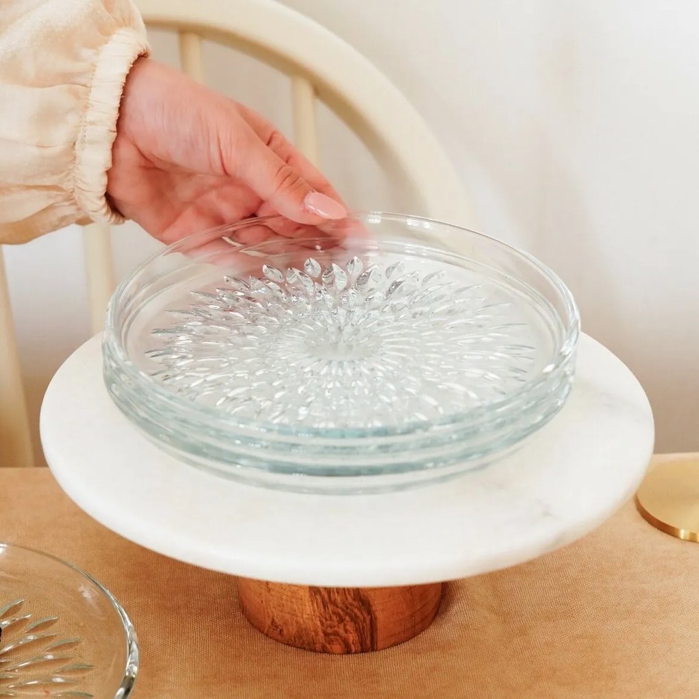 Set de 6 farfurii de desert din sticlă CrystalBloom 19 cm