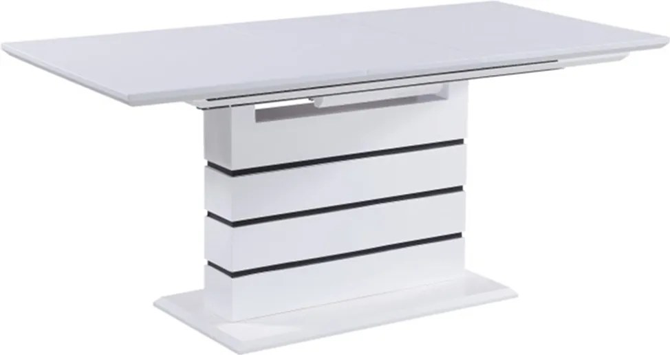 Masă extensibilă de bucătărie, alb strălucitor HG, 140-180x90 cm, MEDAN