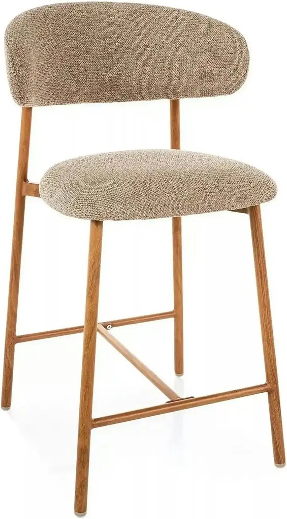 Scaun bar ELTON H-2, bej/stejar, stofă/metal, 43x45x91 cm