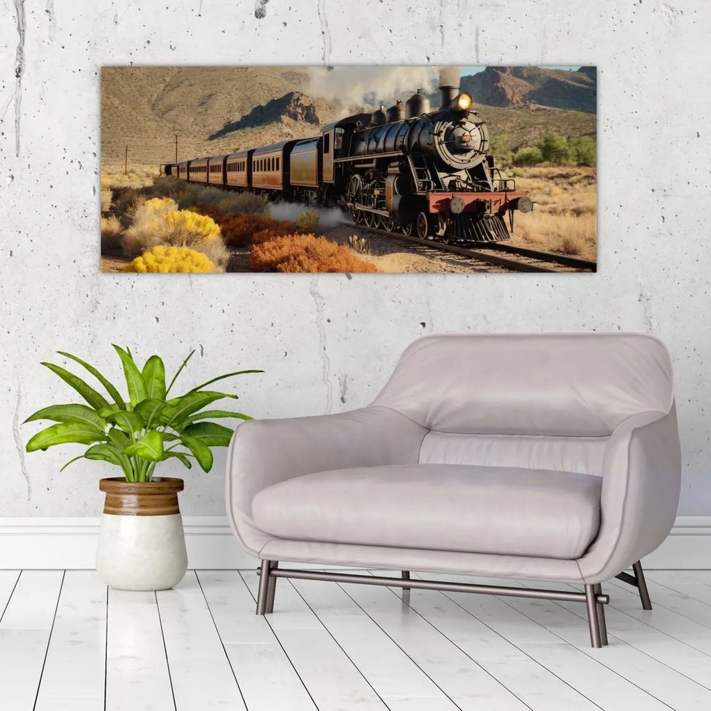 Tablou - Locomotivă cu aburi (120x50 cm)