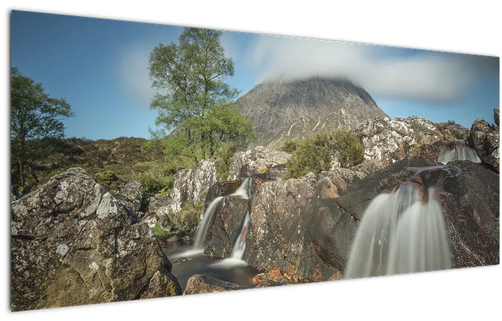Tablou cu cascadele și munți (120x50 cm)