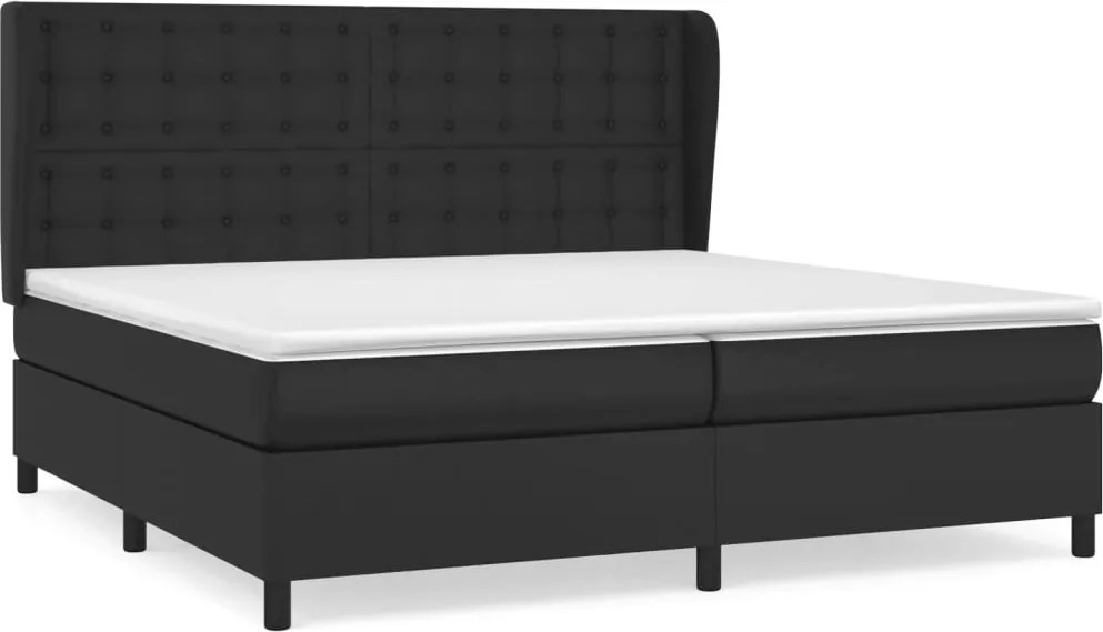 vidaXL Pat box spring cu saltea, negru, 200x200 cm, piele ecologică