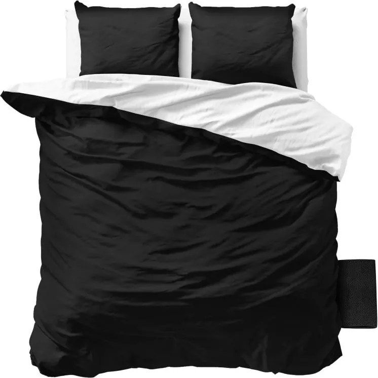 Lenjerie de pat din micropercal Zensation Twin Face, 240 x 220 cm, negru - alb