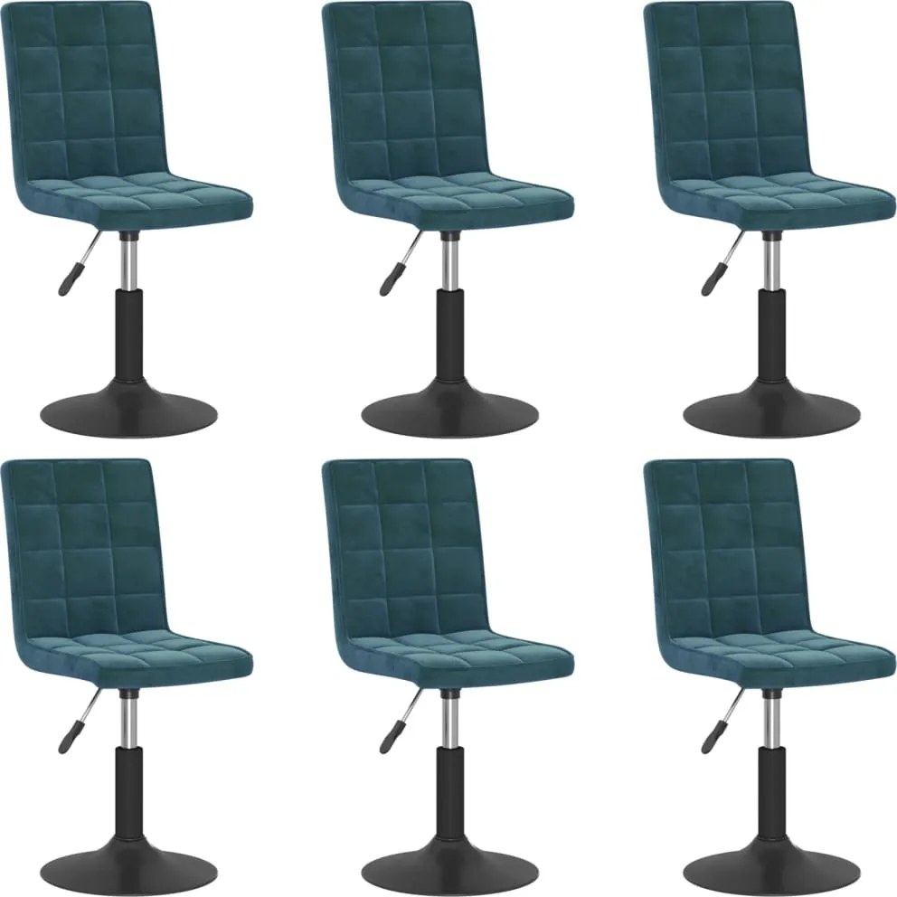vidaXL Scaune de sufragerie pivotante, 6 buc, albastru, catifea