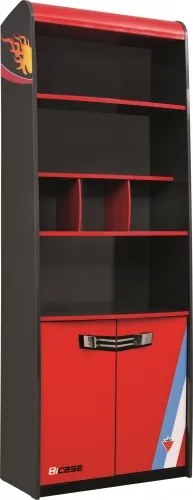 Biblioteca din pal cu 2 usi, pentru copii Champion Racer Red / Grey, l70xA35xH187 cm