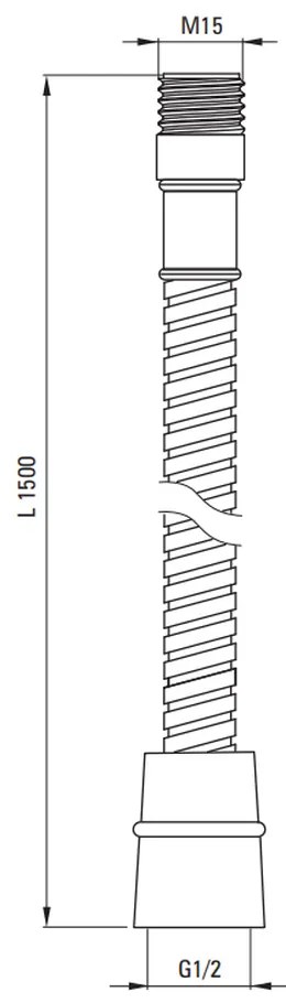 Furtun dus Deante 2 pentru baterie cada cu 3 orificii, 150 cm