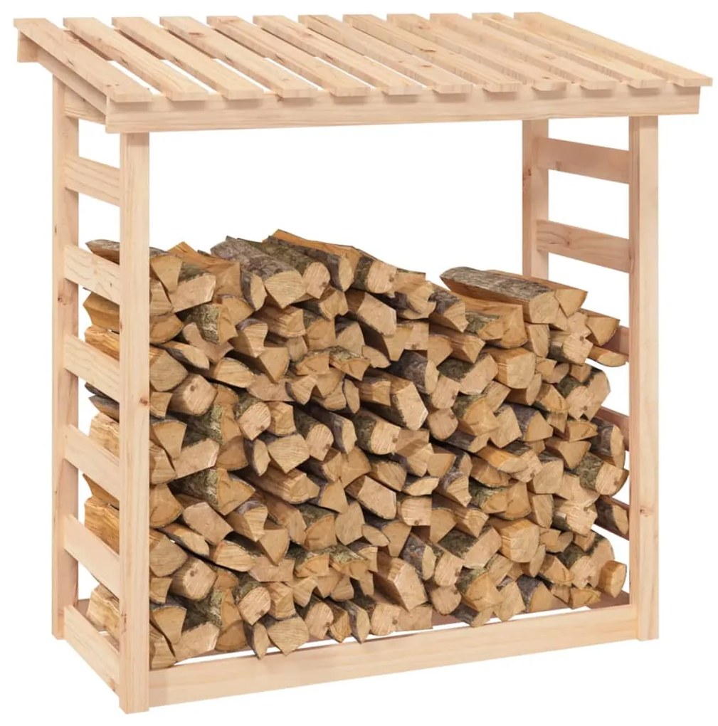 Rastel pentru lemne de foc, 108x64,5x110 cm, lemn masiv pin Maro, 108 x 64.5 x 110 cm
