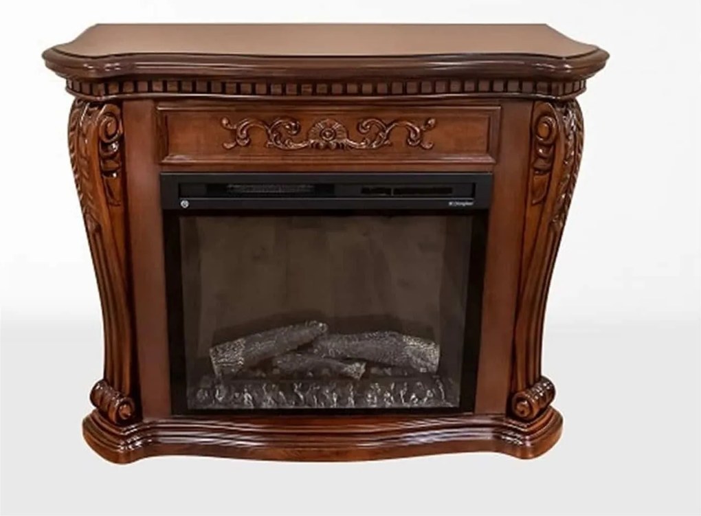 Masca lemn masiv nuc Semineu Clasic, 117 × 40 × 93 cm - Nu