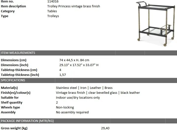 Gheridon/ masuta laterala design LUX Princess 114016 HZ