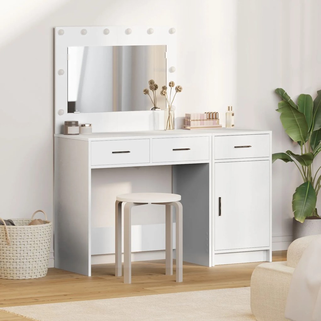 vidaXL Masă de Machiaj cu ușă 2 pcs Alb 40 x 41 x 75 cm Lemn compozit