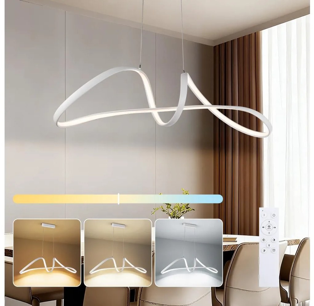 Brilagi-LED Lustră suspendată reglabilă pe cablu TWISTER LED/60W/230V 3000-6000K albă+telecomandă