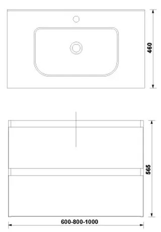 Set dulap baie suspendat Gala Daily cu lavoar inclus, 60 cm, stejar mat 600x460 mm, Stejar