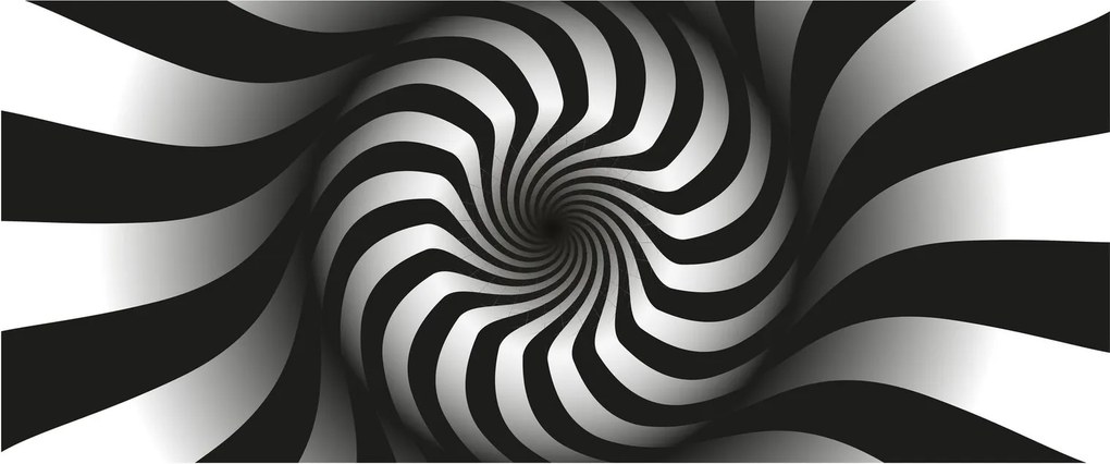 Tablou abstract cu spirala alb neagră (120x50 cm)