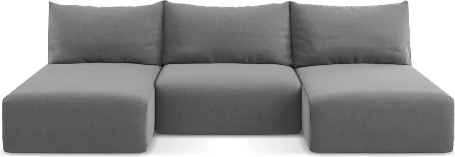 Colțar gri extensibil/cu spațiu de depozitare cu tapițerie din catifea (în formă de "U") Kalena – Makamii