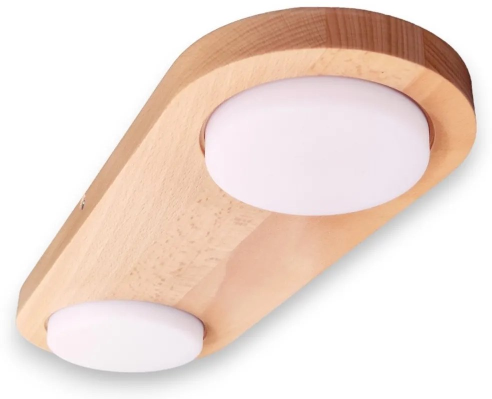 Plafoniera LED rustica fabricata manual din lemn OKIO 2L