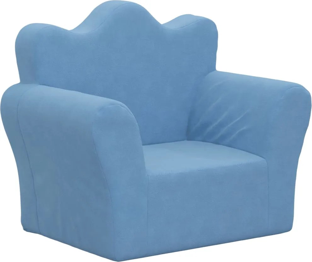 vidaXL Canapea pentru copii, albastru, pluș moale