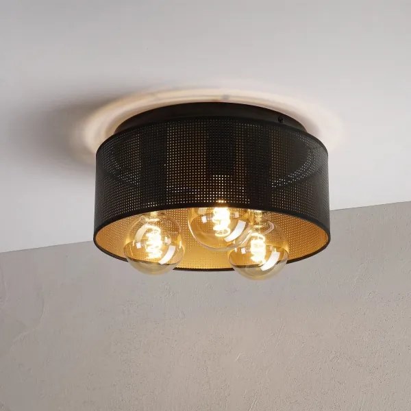 Plafonieră SIRJA PLISADO 3xE27/15W/230V Ø 35 cm negru/auriu