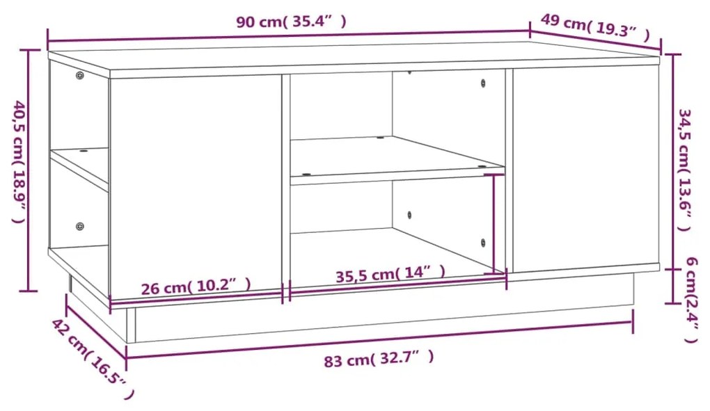 Masuta de cafea, maro miere, 90x49x40,5 cm, lemn masiv de pin 1, maro miere