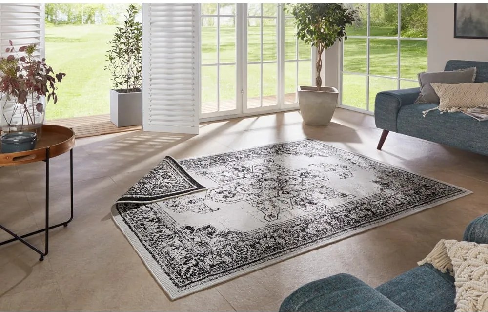 Covor adecvat pentru exterior NORTHRUGS Borbon, 200 x 290 cm, negru-crem