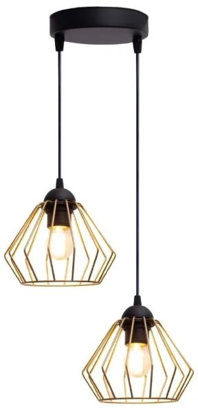 Lustră pe cablu CEED GOLD 2xE27/60W/230V d. 28 cm negru/auriu