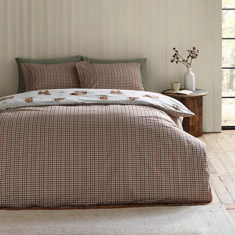 Lenjerie de pat maro-bej pentru pat dublu, extinsă 230x220 cm Angus Highland Cow – Catherine Lansfield