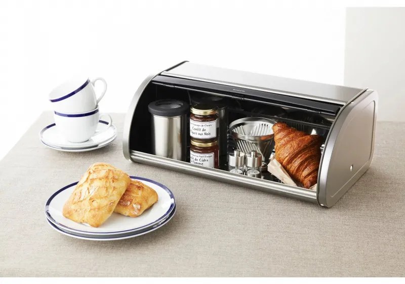 Cutie de paine Brabantia Roll Top 646881, 16 L, 44.5x26 cm, Constructie usoara si robusta, Inox