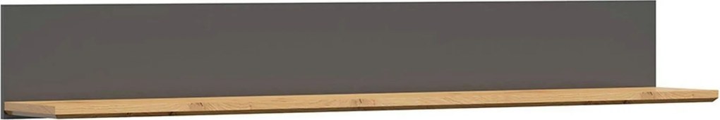 Polita HESEN, gri grafit/stejar artisan, PAL melaminat, 175x24x25 cm