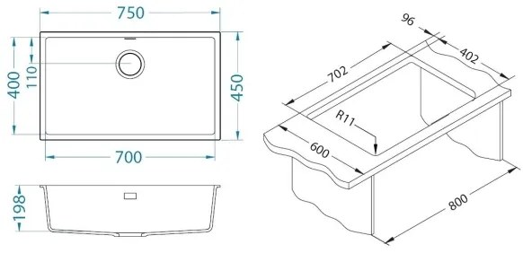 Chiuvetă de bucătărie ALVEUS 1150058 OMNI 75x45 cm alb