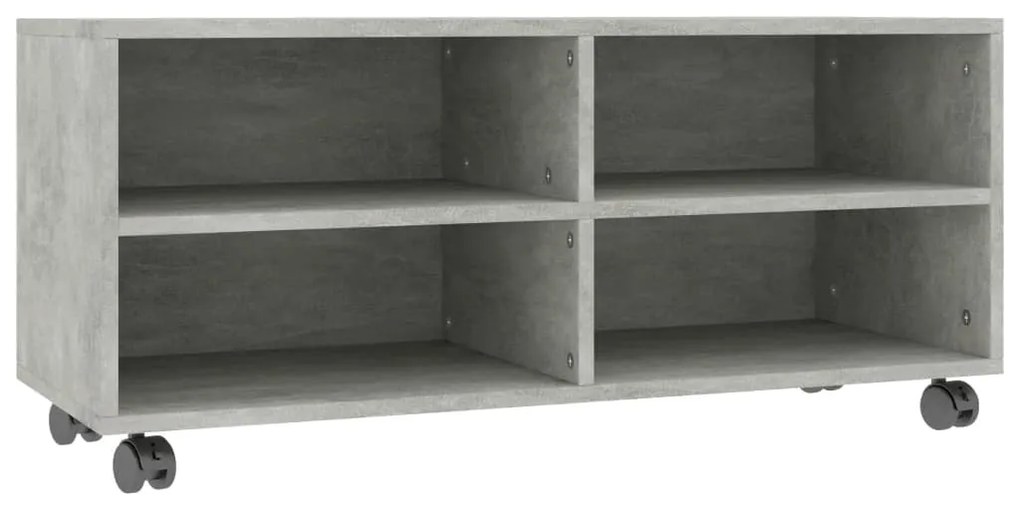800184 vidaXL Comodă TV cu rotile, gri beton, 90x35x35, PAL