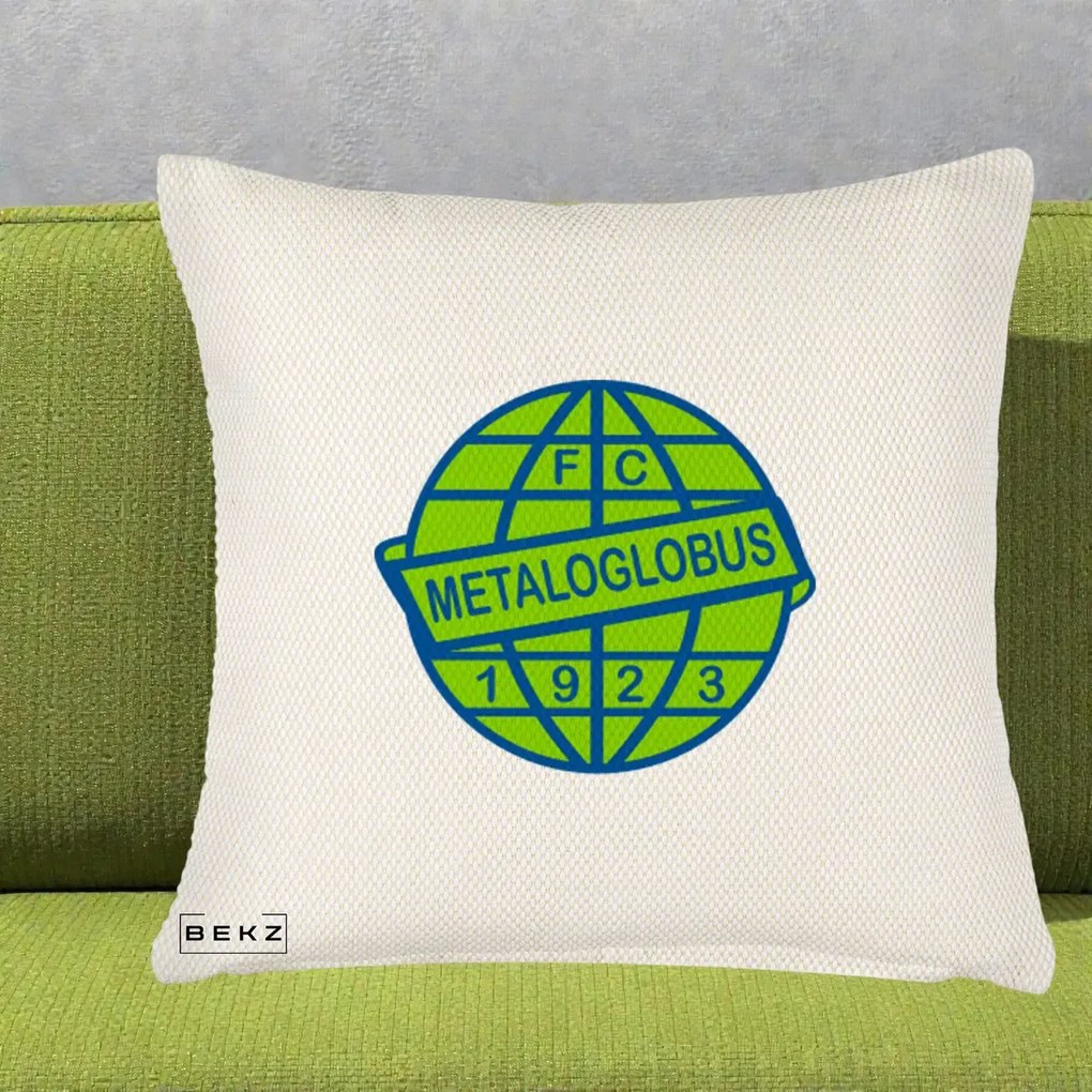Perna Personalizata FC Metaloglobus Bucuresti 1923 Fotbal, 40x40 cm, Crem Reliefat, Husa Detasabila, Perna Inclusa, BEKZ®