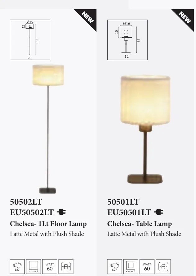 Lampa de masa cu abajur plusat Chelsea