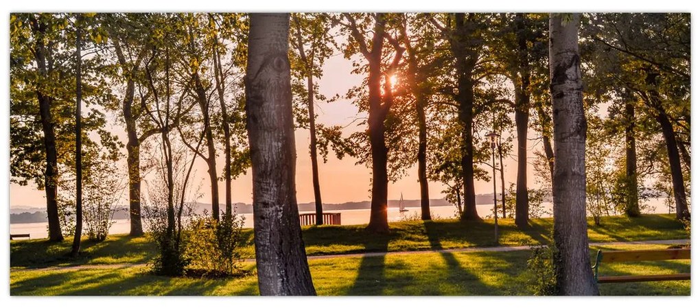 Tablou cu pomi lângă lac (120x50 cm)