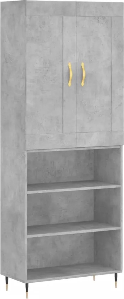 vidaXL Dulap înalt, gri beton, 69,5x34x180, lemn compozit