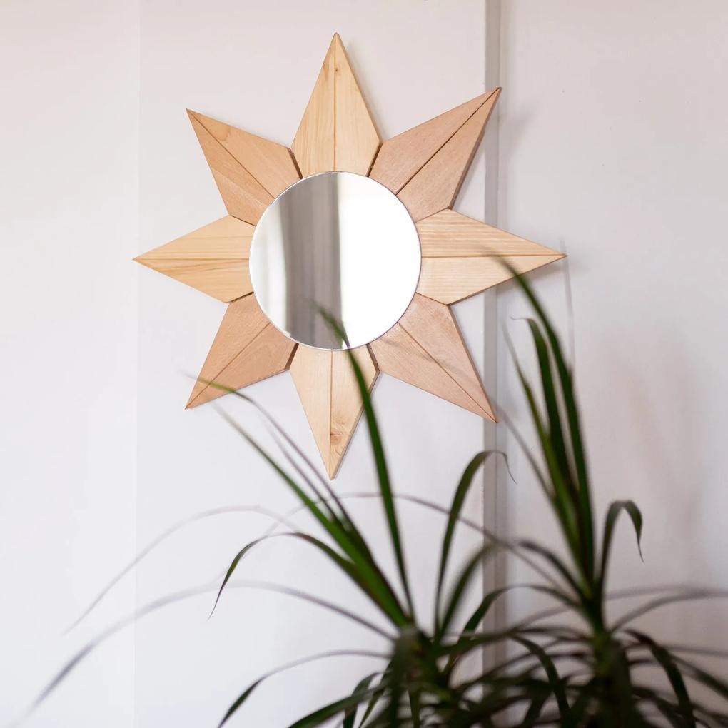 Oglinda decorativa   Floarea Soarelui   cu rama din lemn masiv
