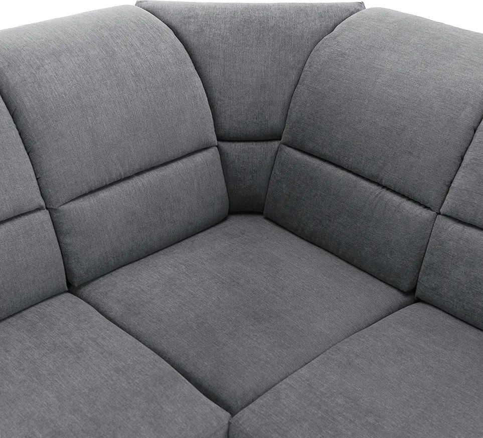 Colţar extensibil, material textil gri, model dreapta, SANTIAGO