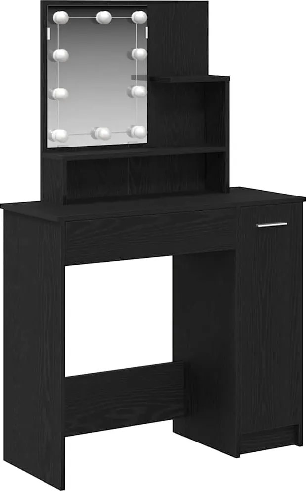 vidaXL Masă de Machiaj Stejar Negru 86,5 x 35 x 136 cm Lemn compozit