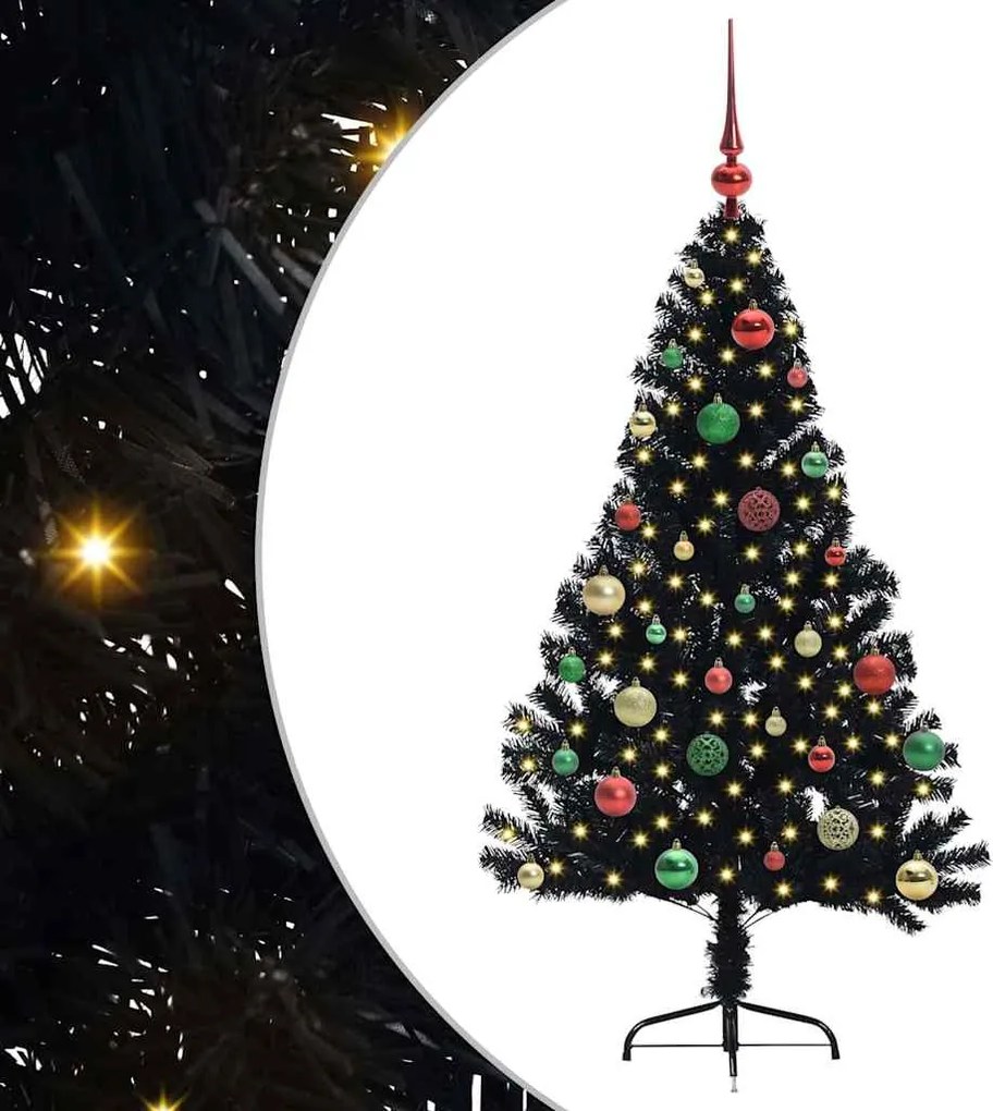 vidaXL Pom de Crăciun artificial pre-iluminat Negru 150 cm PVC