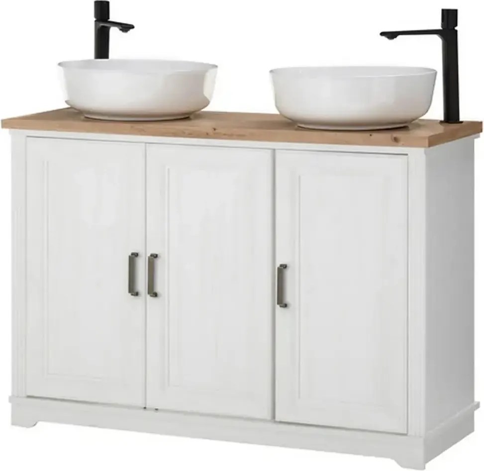 Dulap baie JASMIN, alb/stejar artisan, 116x47x74 cm