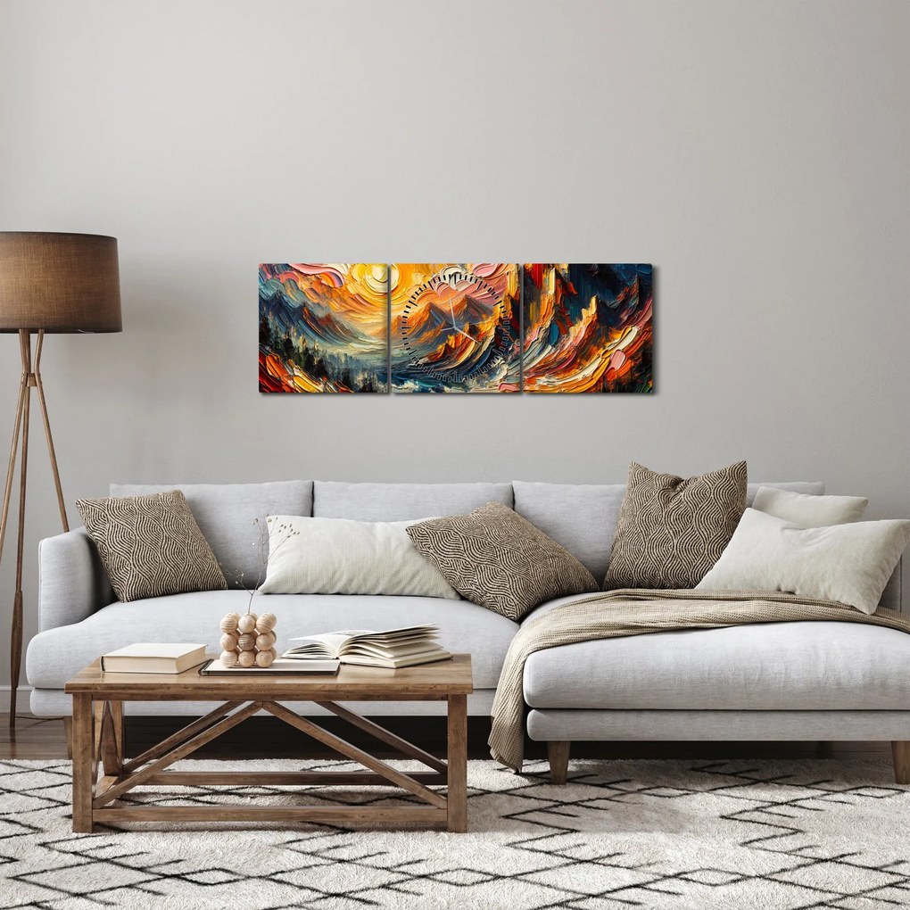 Tablou - Munte acoperit de soare (cu ceas) (90x30 cm)